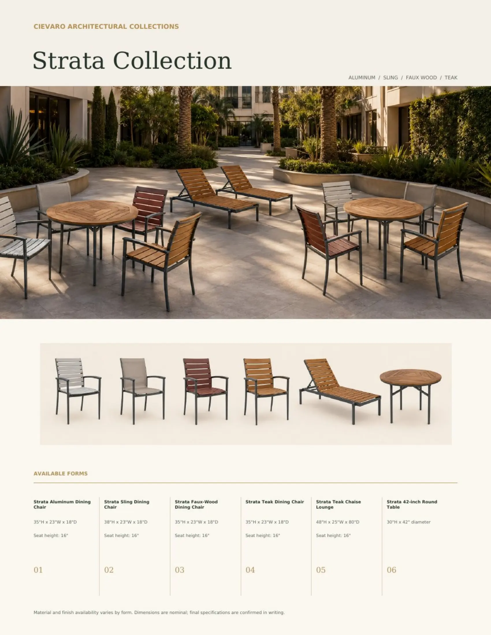 Outdoor table surfaces coordinated with Cievaro seating