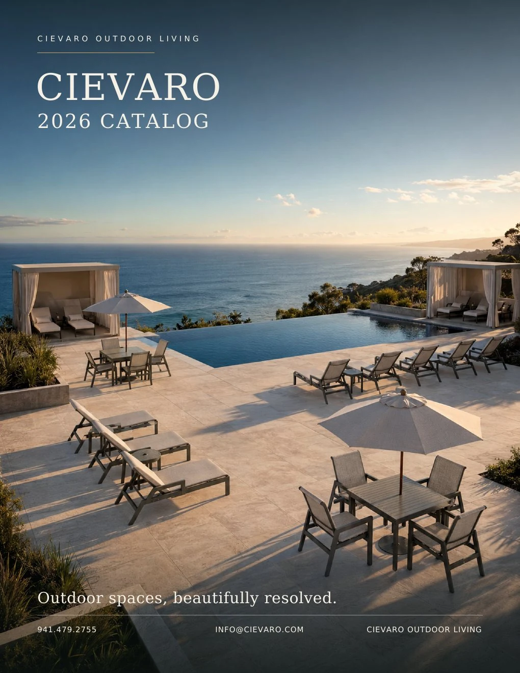 Cover of the full-color Cievaro Outdoor Living 2026 Catalog