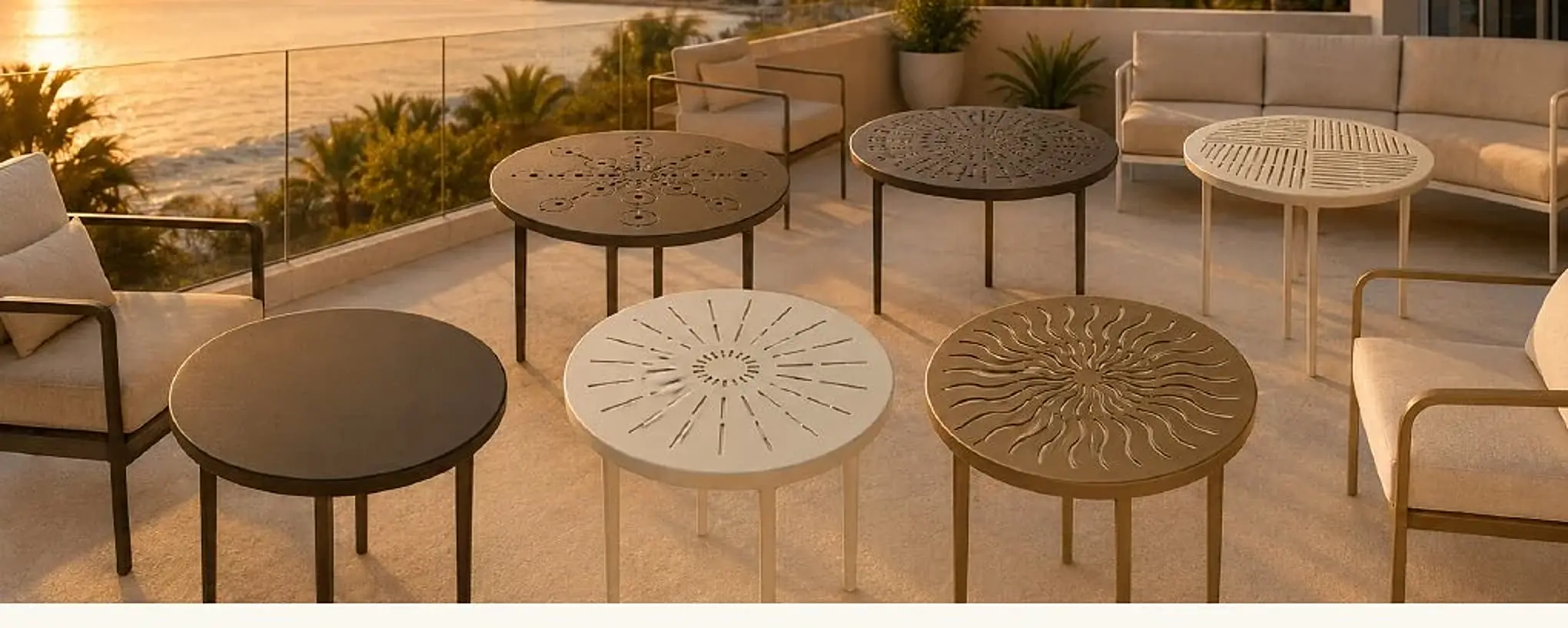 Tavola outdoor tabletop design shown in full