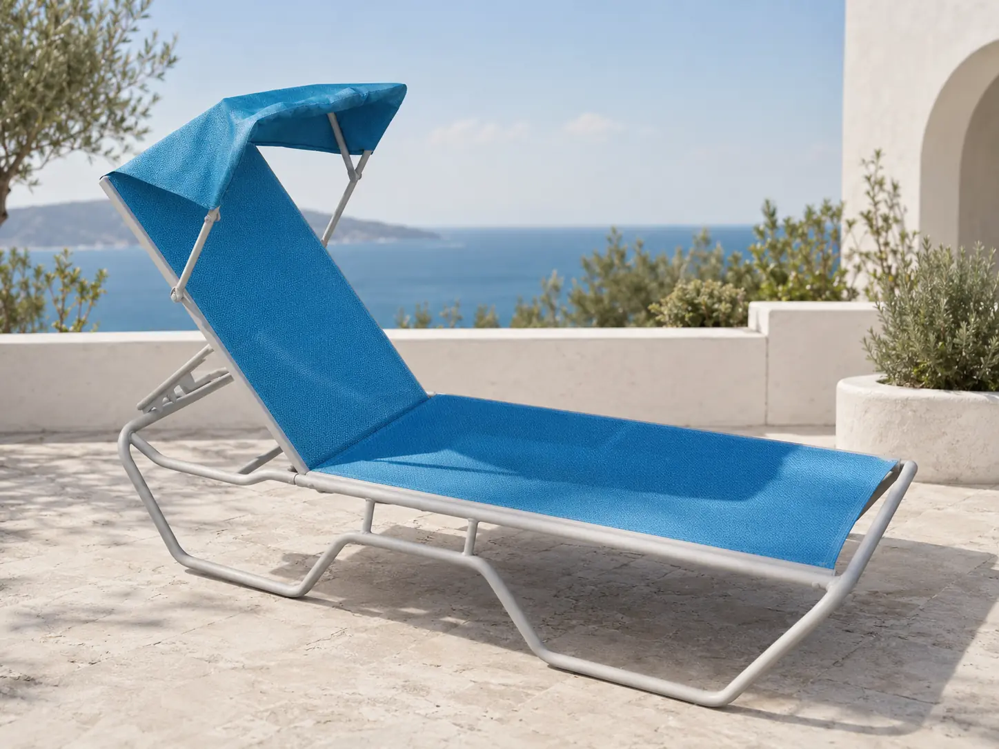 Prima Canopy Chaise Lounge, C-150CNP, shown in Dove frame with Teal Shade sling