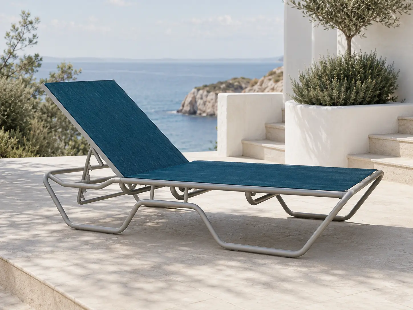 Prima Chaise Lounge, C-150SL, shown in Dove frame with Teal Shade sling