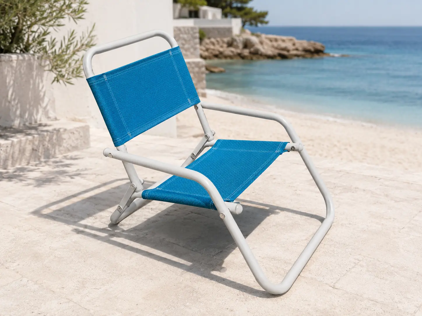 Prima Folding Beach Chair, C-40FLDSL, shown in Dove frame with Teal Shade sling