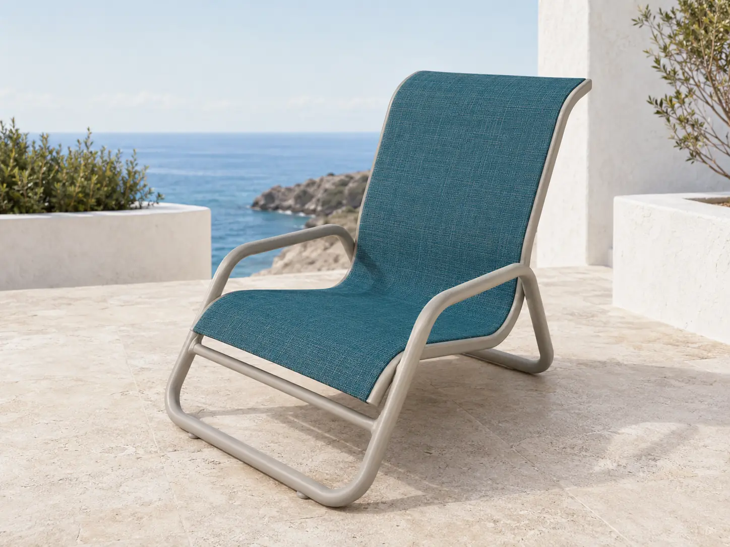 Prima Sand Chair, C-40SL, shown in Dove frame with Teal Shade sling