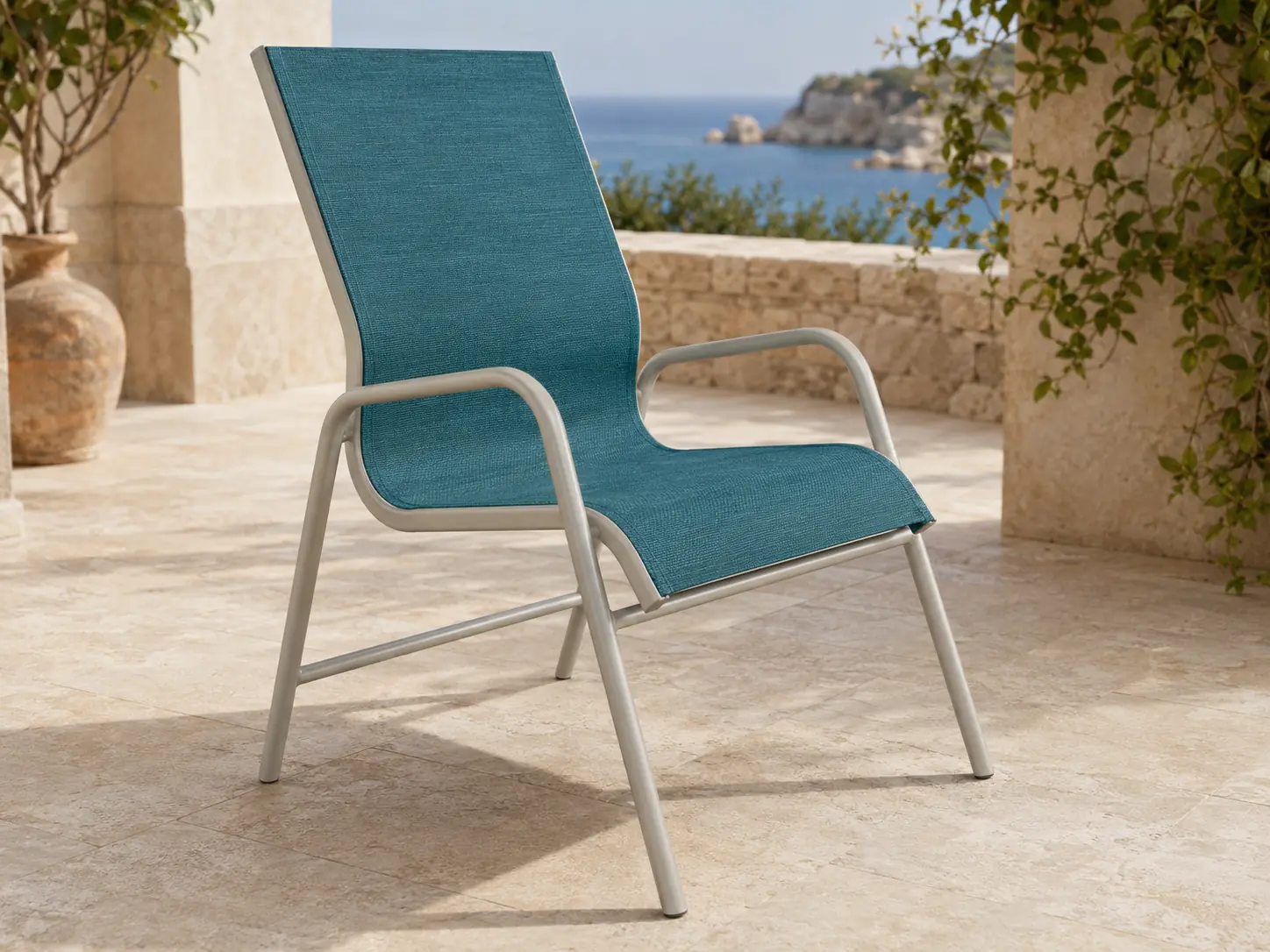 Prima Dining Chair, C-50SL, shown in Dove frame with Teal Shade sling