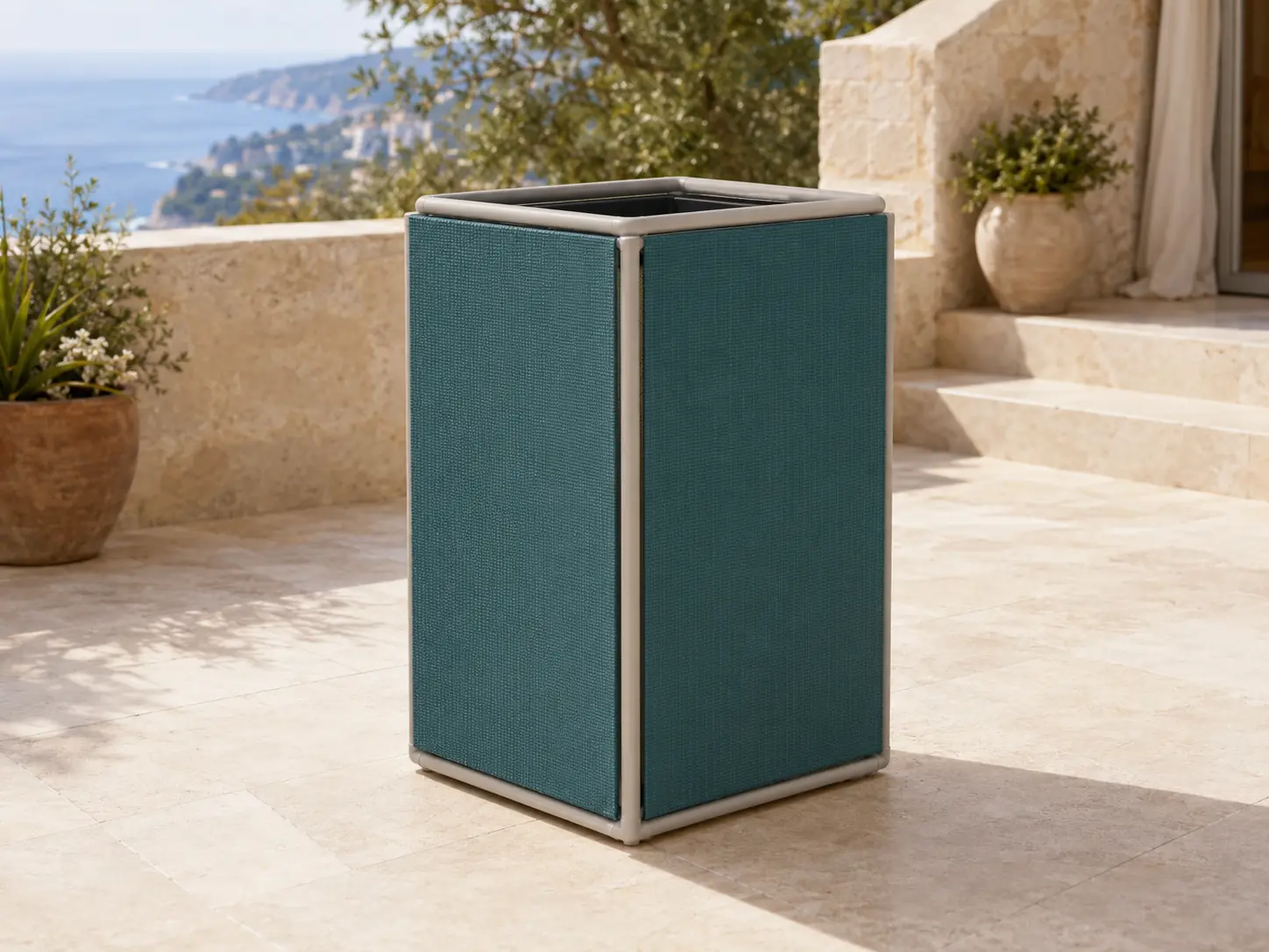 Prima Receptacle, C-99SL, shown in Dove frame with Teal Shade sling