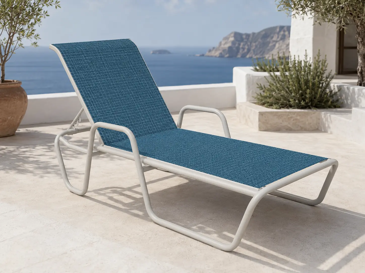 Prima CK Armed Chaise, CK-151SLA, shown in Dove frame with Teal Shade sling