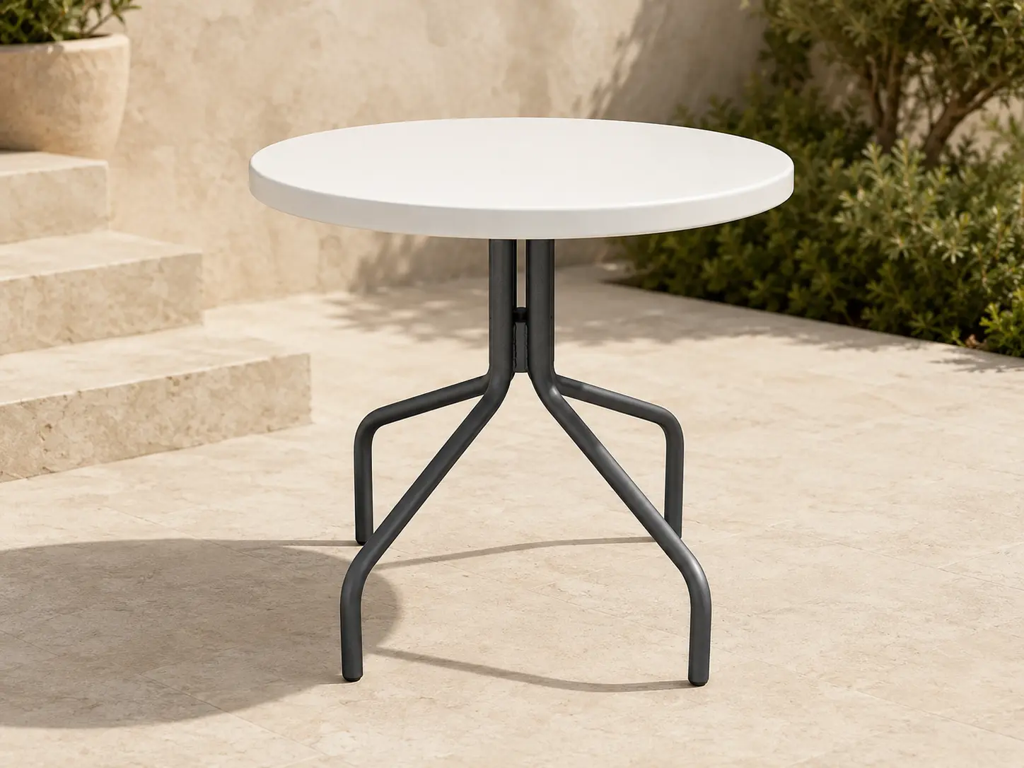 Tavola Pranzo 30 Café Table shown in a refined outdoor setting